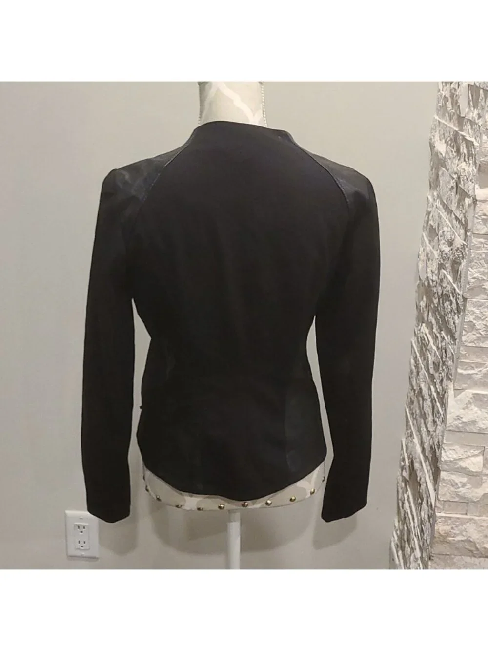 Calvin Klein Black Faux Leather Moto jacket